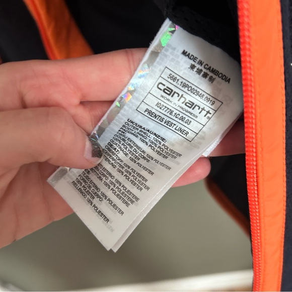 Carhartt Wip Prentis Vest Liner Men’s Large Blue Orange Work in Progress vest - Picture 6 of 8